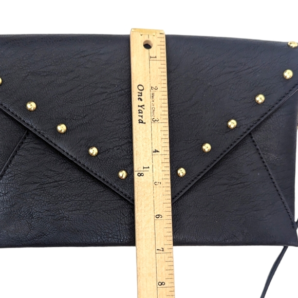 INC International Concepts Vegan Leather Crossbody Purse Black Gold Studded - Picture 8 of 9